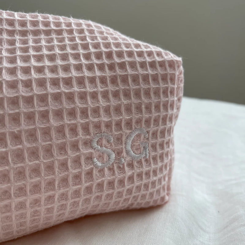 Waffle Custom Name Embroidered Beauty Pouch