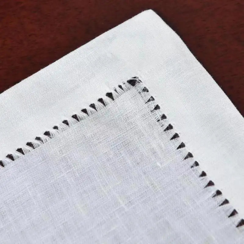 2pcs Hemstitched Napkins/Placemat,100% Linen, Handmade, White/Off White,  banquets/Hotel/Cafe